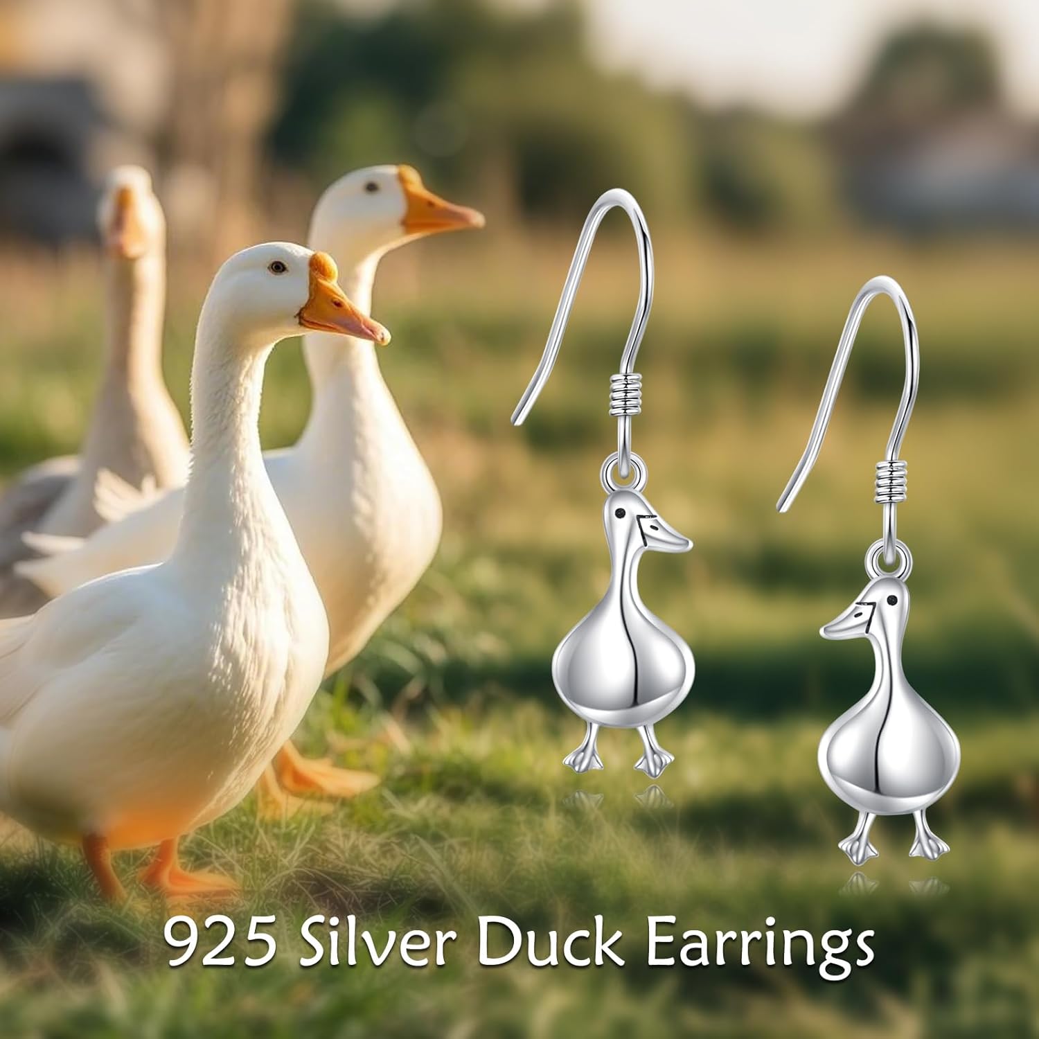 Duck Earrings S925 Sterling Silver Cute Duck Dangle Drop Earrings Animal Jewelry Gifts for Women Ducks Lovers - Image 4