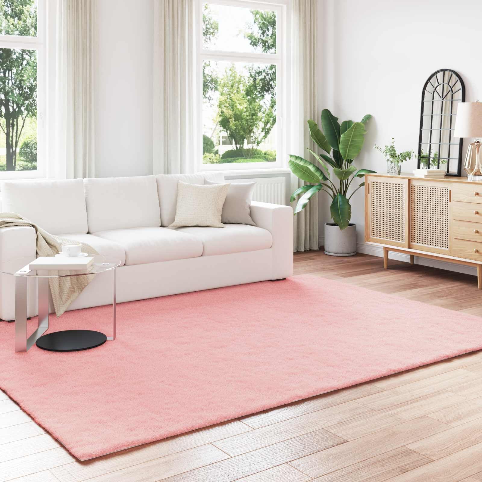 ZQQLVOO Faux Rabbit Fur Rug Olite Pink 200 x 280 cm Polyester Plush Ultra Soft Modern Minimalist Home Decor Luxury Floor Mat for Living Room Bedroom — image 1