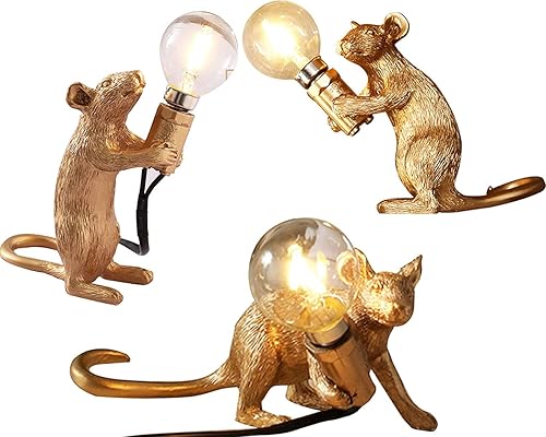 Jasni Lámpara de mesa de ratón, lámpara de mesa de resina creativa nórdica, lámpara de mesita de noche, decoración de habitación del hogar, regalo