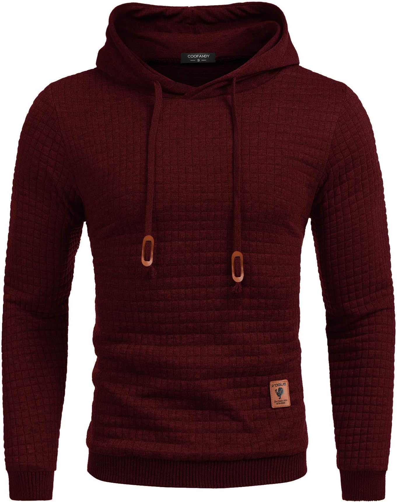 COOFANDYMen's Overhead Hoodie Hooded Sweatshirt Long Sleeve Drawstring Waffle Pullover Hoodies for Men