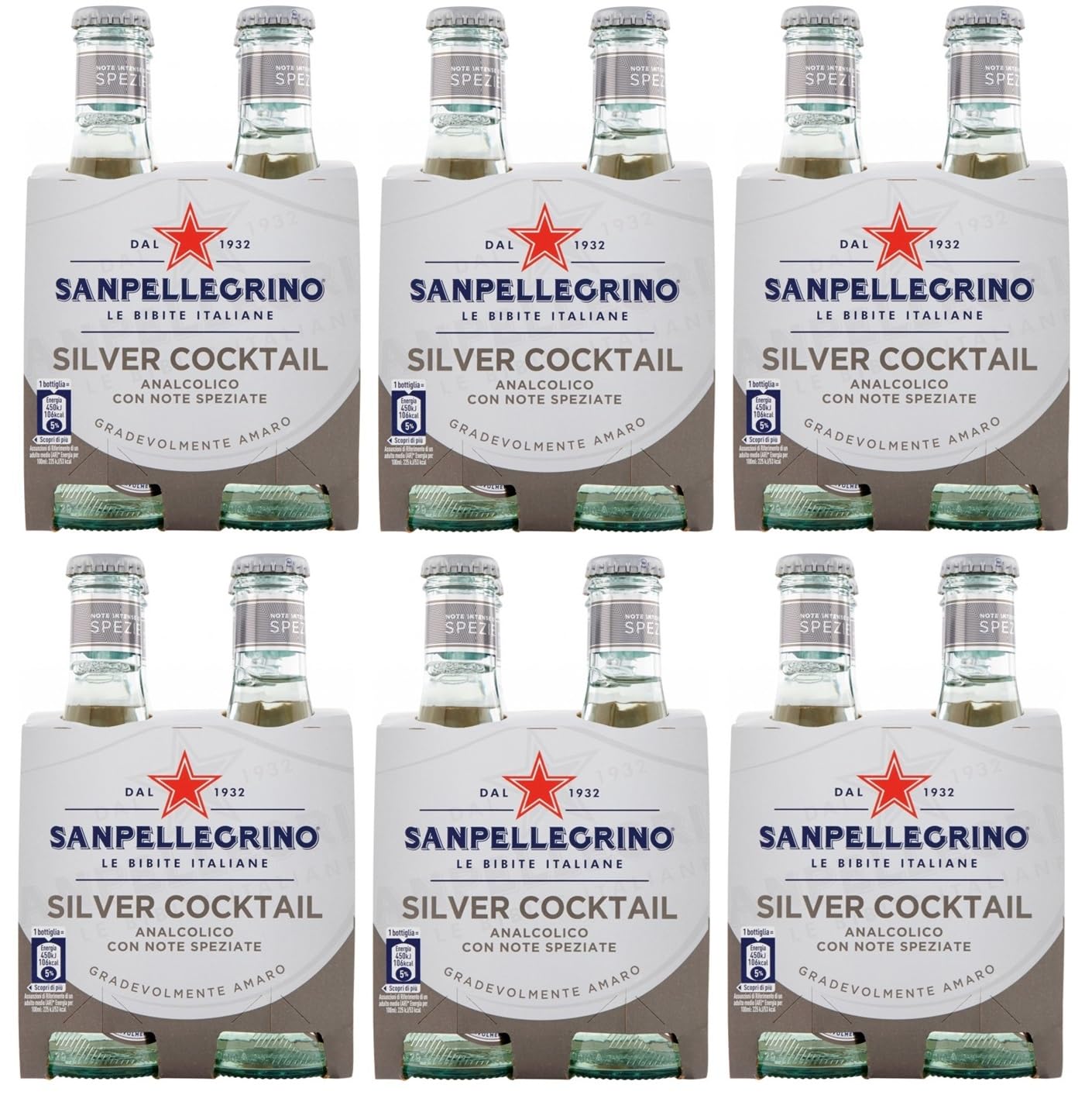 48er-Pack Testpaket San Pellegrino Silver Cocktail Alkoholfreies Getränk + Tonica Rovere Alkoholfreies Getränk 20cl Einweg-Glasflasche