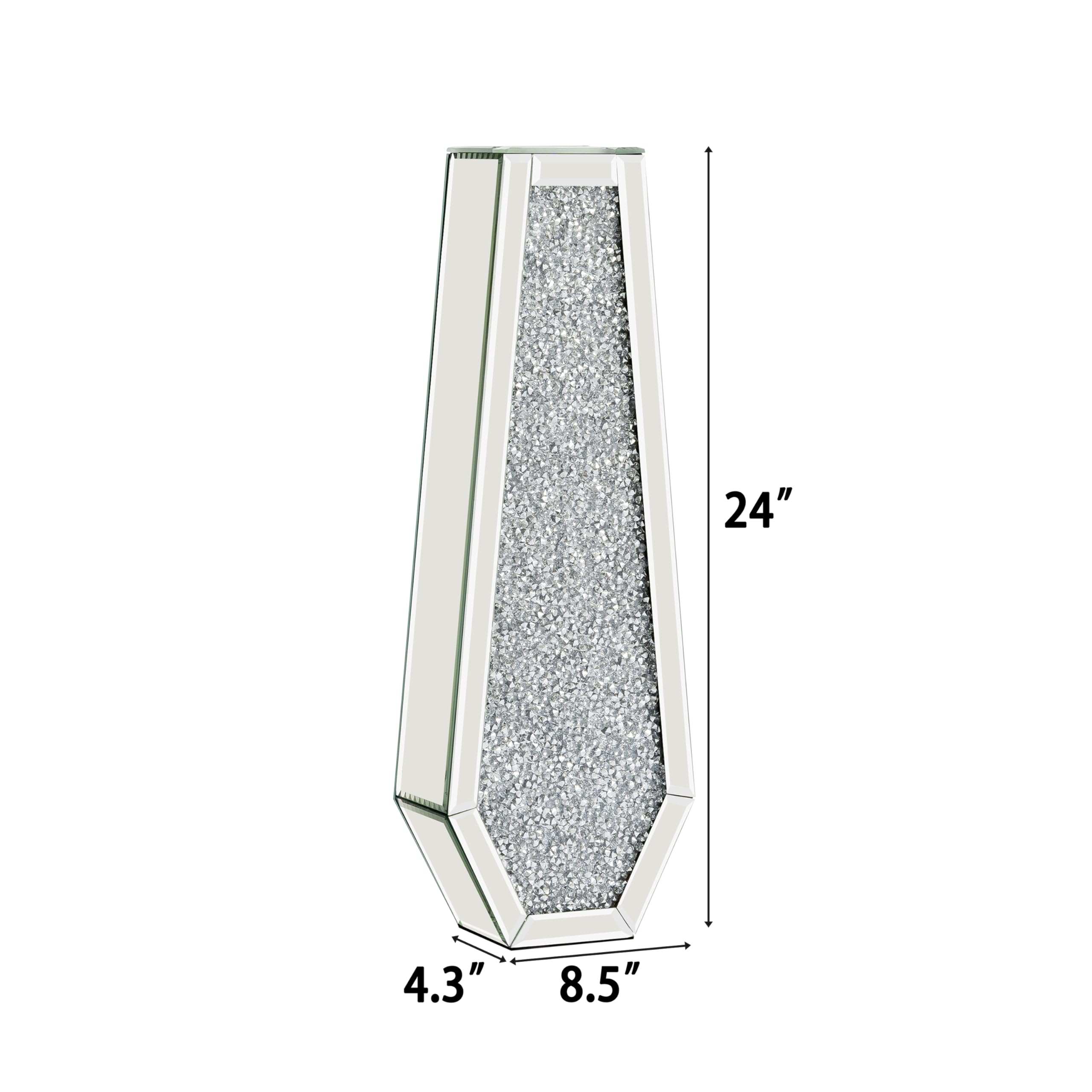 SHYFOY Jarrón alto de diamante triturado, jarrones altos de cristal plateado para decoración de suelo, jarrón de vidrio para decoración del hogar, decoración de oficina, 24 pulgadas