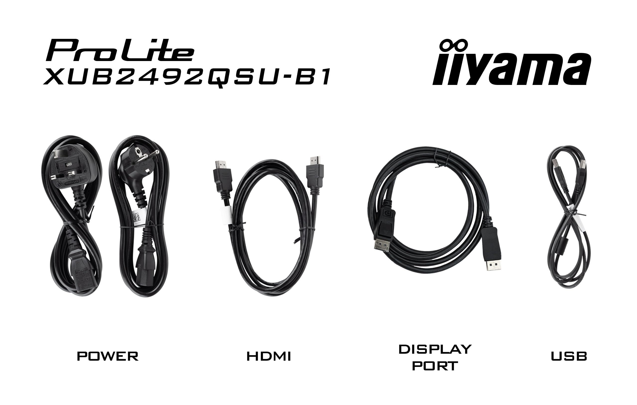 ECRAN IIYAMA XUB2492QSU 23,8 Prolite, IPS, 2560 x 1440 @100Hz, 0.5ms, 300cd, Haut-parleurs, HDMI/DP/USB-C/USB HUB (3x3.2), VESA, i-Style Colour, réglable en Hauteur + Pivot