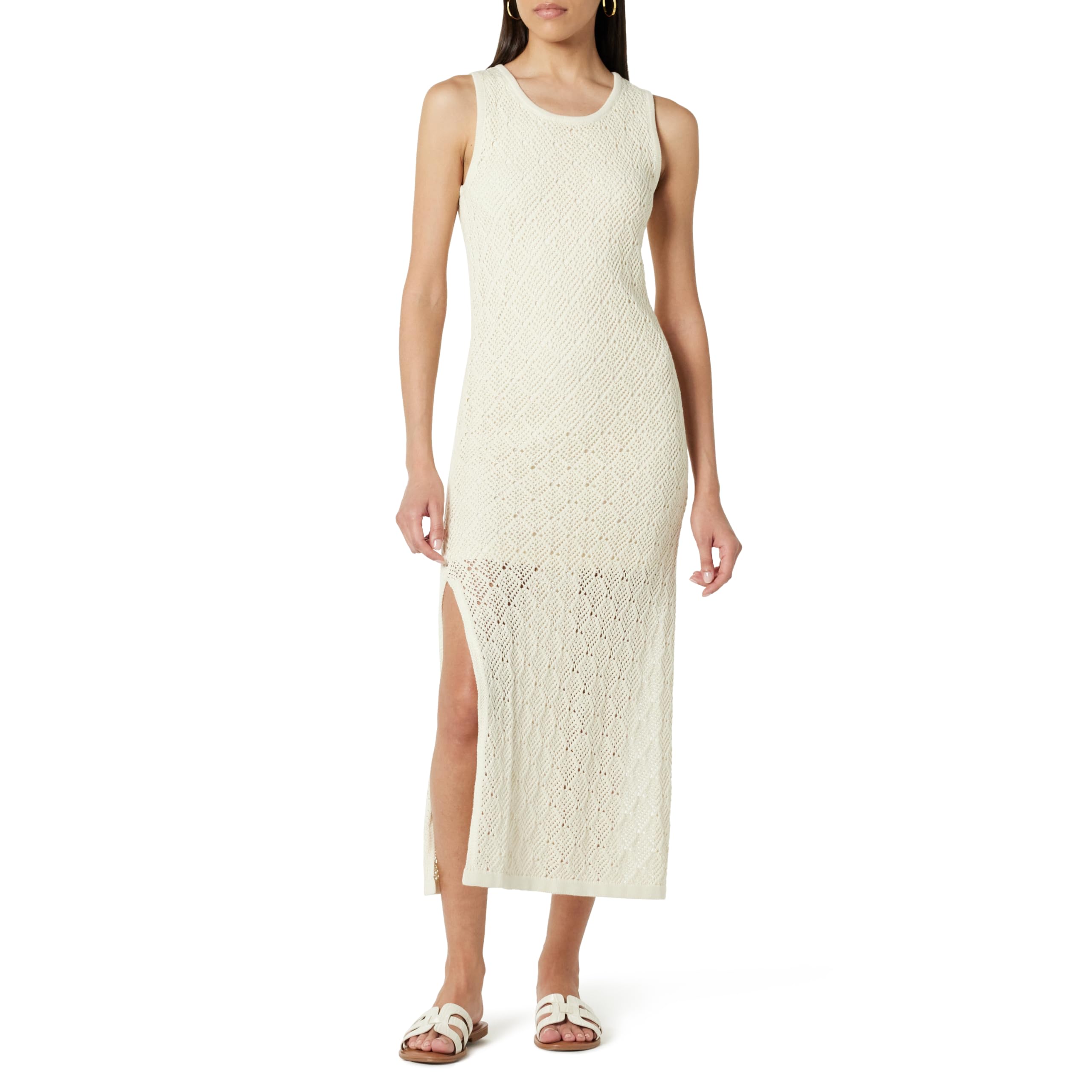 The Drop Ritu Crochet Maxi Dress, Whisper White, XXS