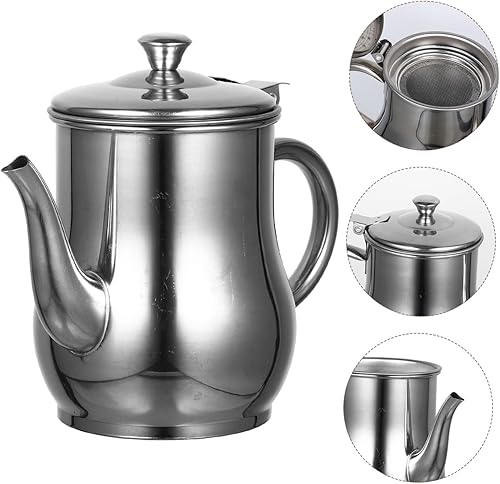 Miniatura 5 de Healeved Colador de aceite contenedor de grasa de tocino con colador contenedor de grasa de acero inoxidable y soporte de aceite para restaurante