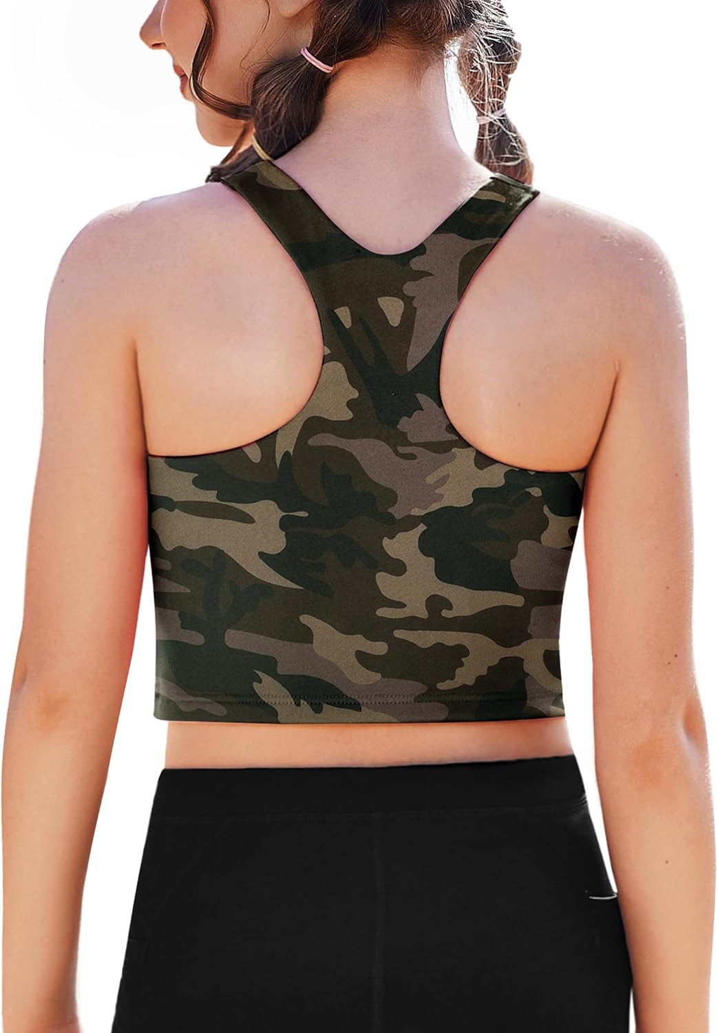 Zaclotre Girls Tank Tops Sleeveless Racerback Crop Tops Double Lined Athletic Shirts for Dance Yoga Workout Kids