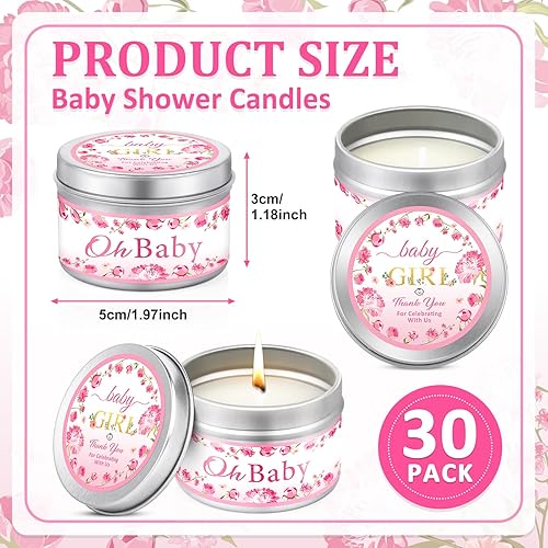 Miniatura 2 de Paquete de 30 velas de recuerdo de fiesta de baby shower con aroma a lavanda, recuerdos de baby shower para invitados, premios de invitados,