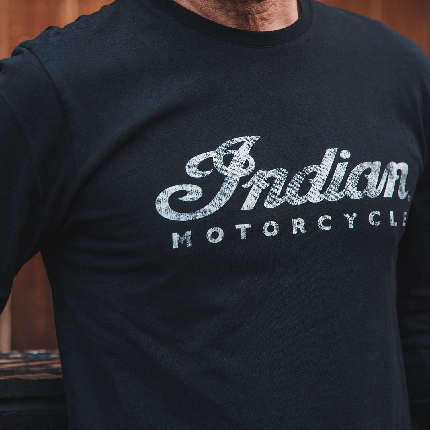 Indian Motorcycle Men's Long Sleeve Script Logo T-Shirt, Black - 2861891