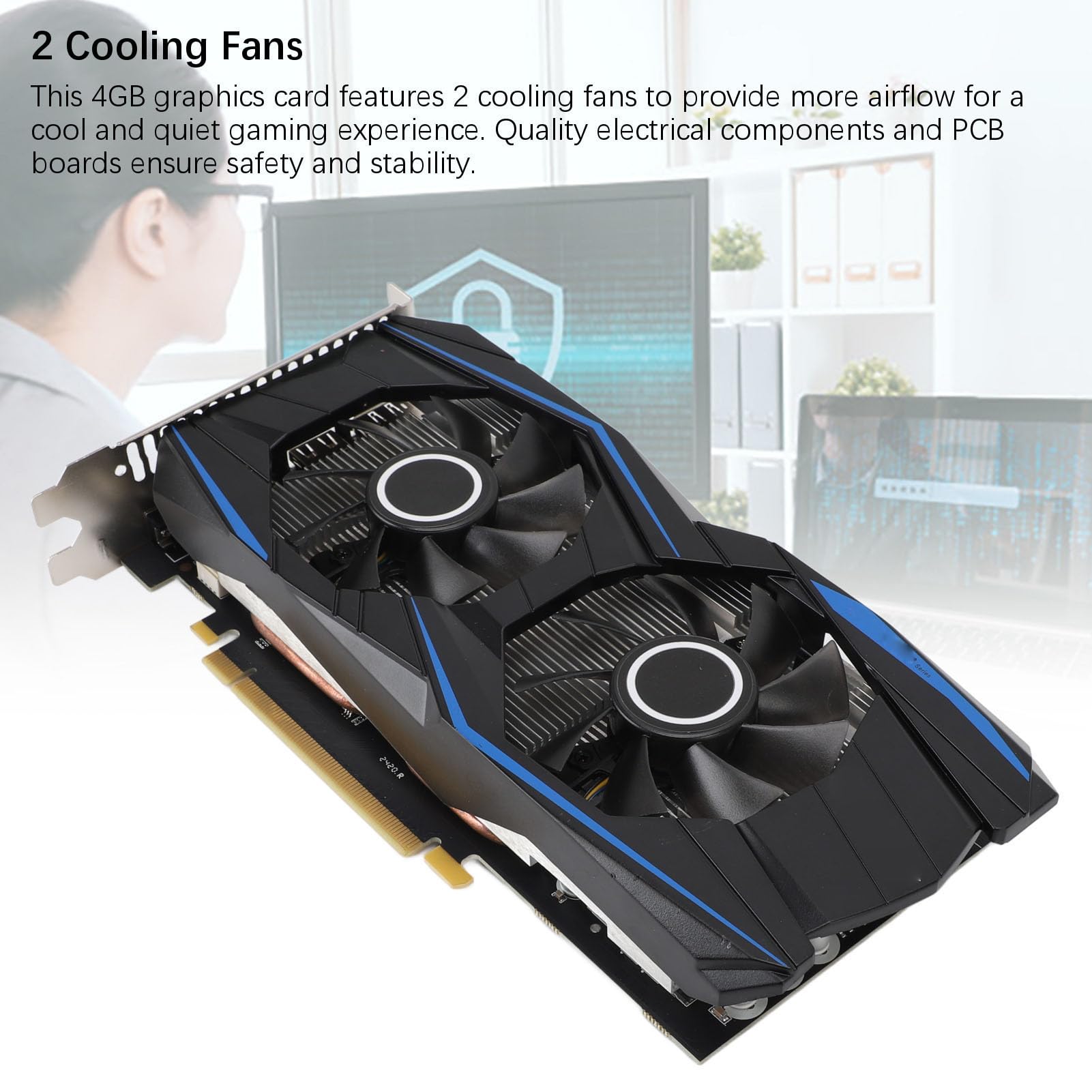 Scheda grafica per computer GDDR5 da 128 bit da 4 GB Supporto HDCP 2 ventole VR Ready Interfaccia multimediale ad alta definizione Scheda video da gioco potente per PC desktop da