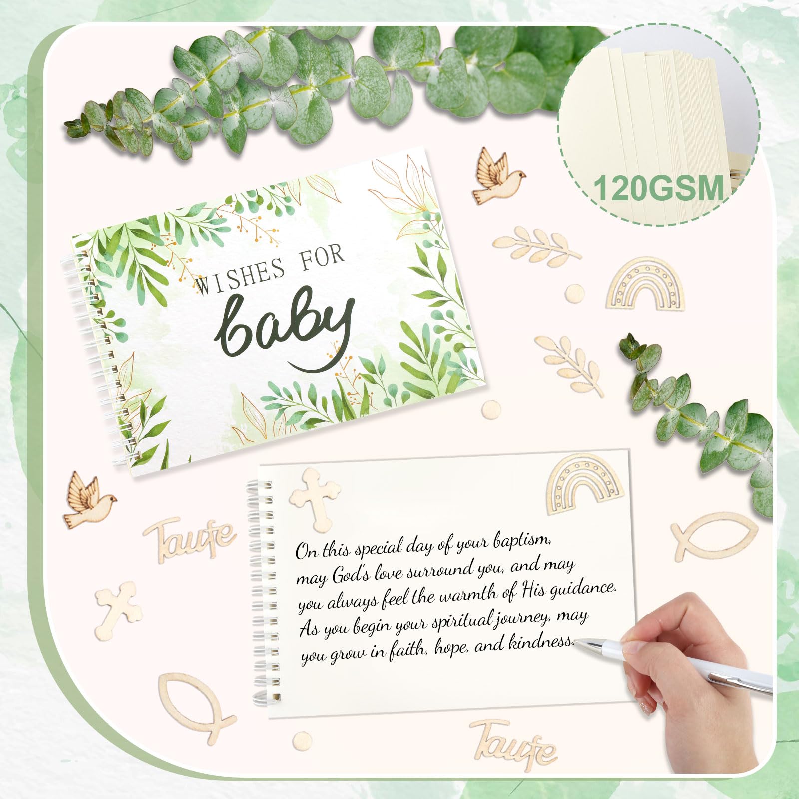Baby Shower Book, Wishes for Baby Scrapbook with Pen Baby Shower Book to Sign, Baby Shower Games Advice Book - Image 4