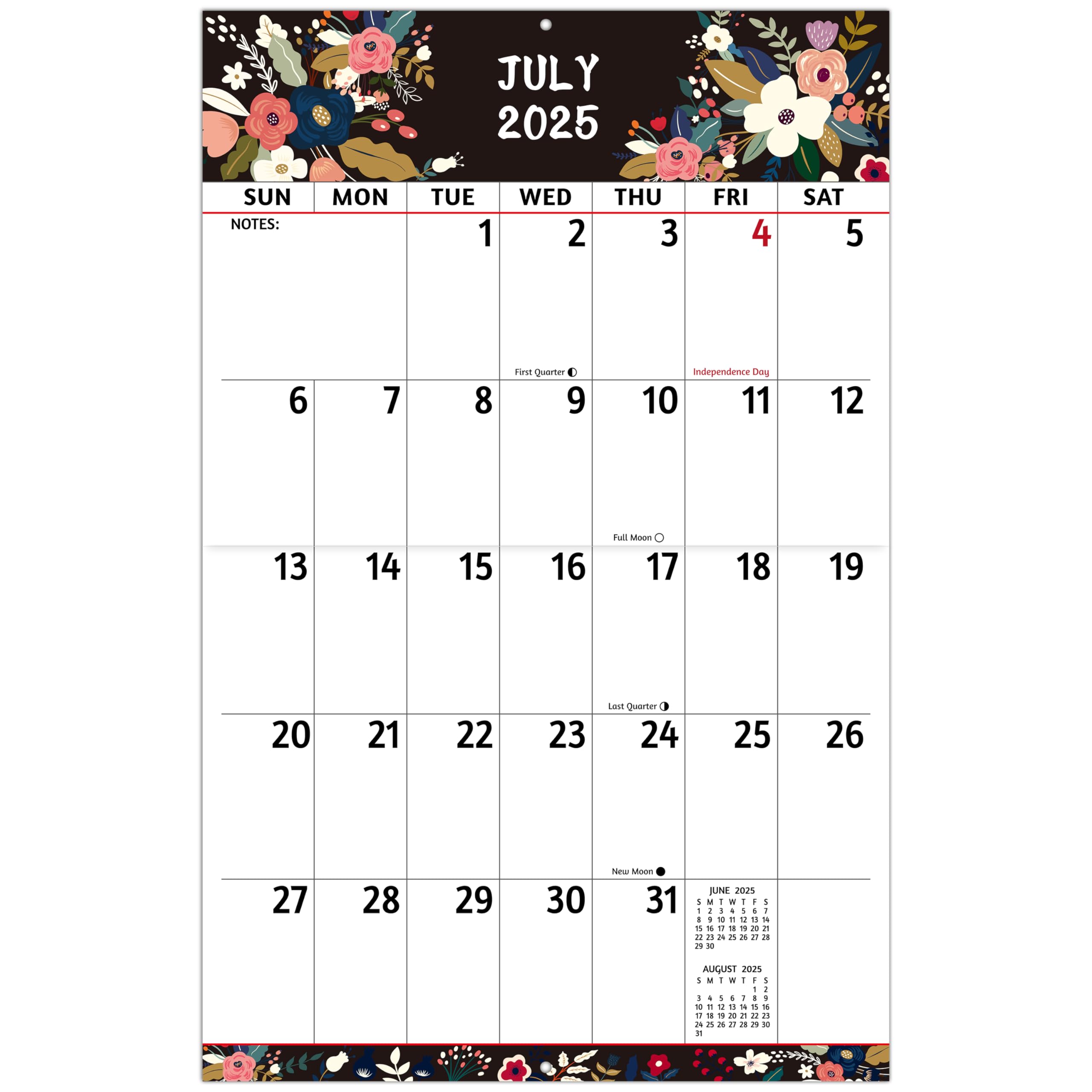 2025-2026 Wall Calendar - Large Print Calendar 2025-2026, 18 Monthly Calendar, Jul. 2025 - Dec. 2026, 14.6 x 22.8 In (Open), with Big Numbers, Large Grid, Notes, Moon Phases, Great for Planning