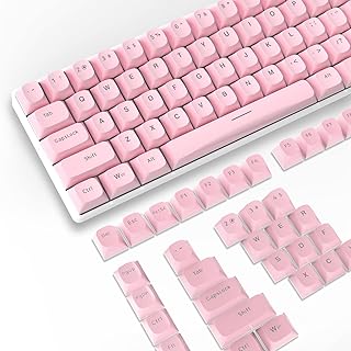 PBT Keycaps 117 Keys OEM Profile Double-Shot Full Keycap Set ANSI ISO Layout for Mechanical Keyboard, Compatible with MX Switches Cherry/Gateron/Kailh/Akko Switch (Light Pink, Only Keycaps)