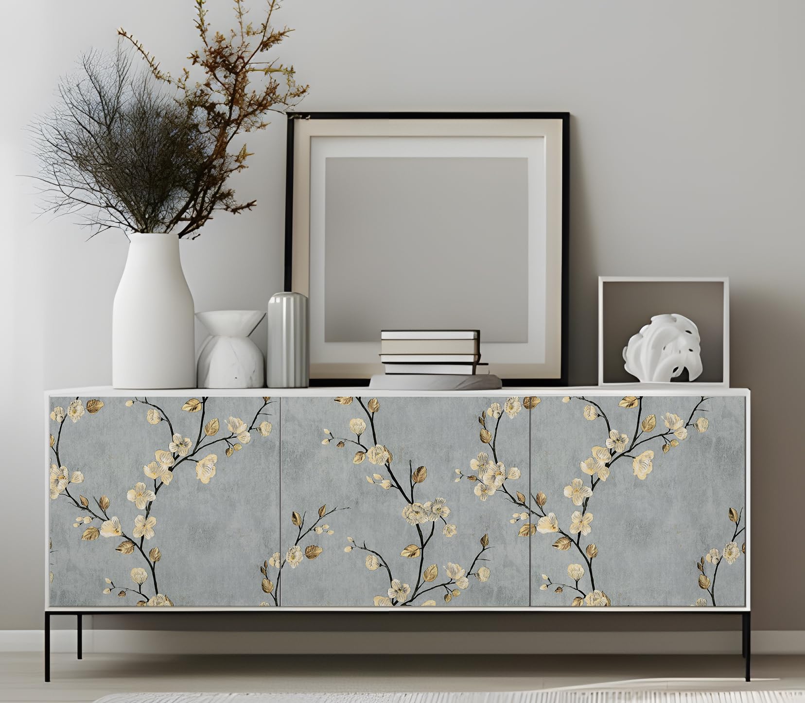 myforHD Papel Pintado Autoadhesivo Flores Papel de Pared Papel Adhesivo para Muebles Removible Impermeable Estilo Retro Vinilo PVC Pegatina Decorativos Pared Salon Papel Pared Dormitorio - 4