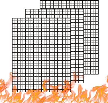 BBQ Grill Mesh Mat Set, 3PCS Non-Stick Reusable Grill Mats Baking Accessories for Grilling Meat, Vegetables, Cooking, Baking, Grilling and Baking, 40x33cm