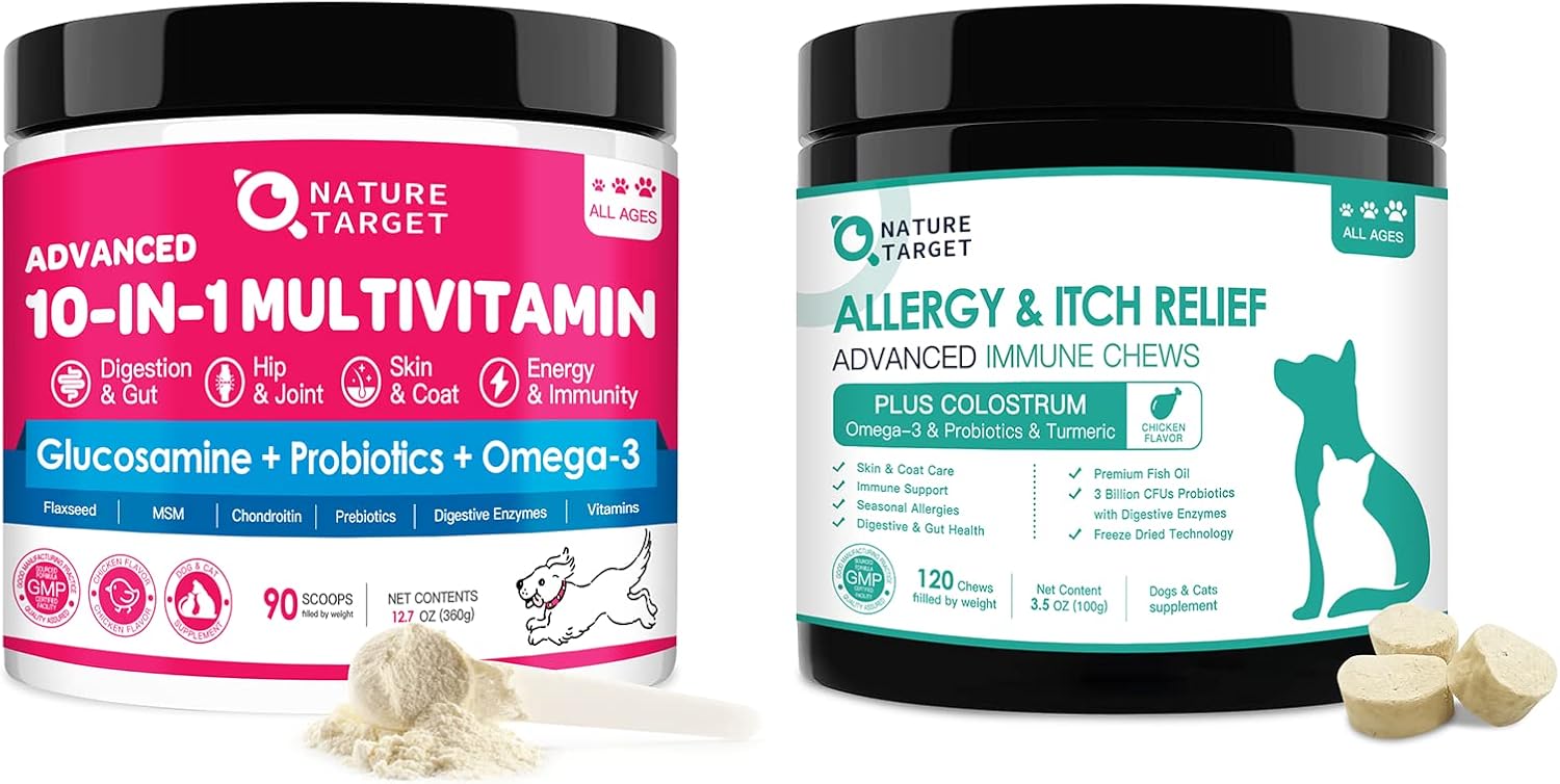 Dog Vitamins Powder, Probiotics & Digestive Enzymes for Gut Health, Dog Allergy