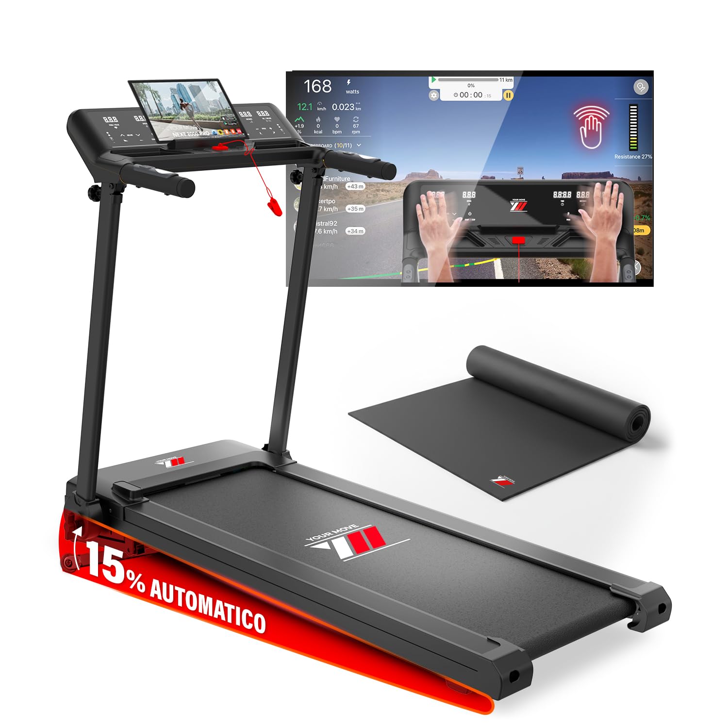 treadmill électrique folding ym next 4000 14 km/h app integra