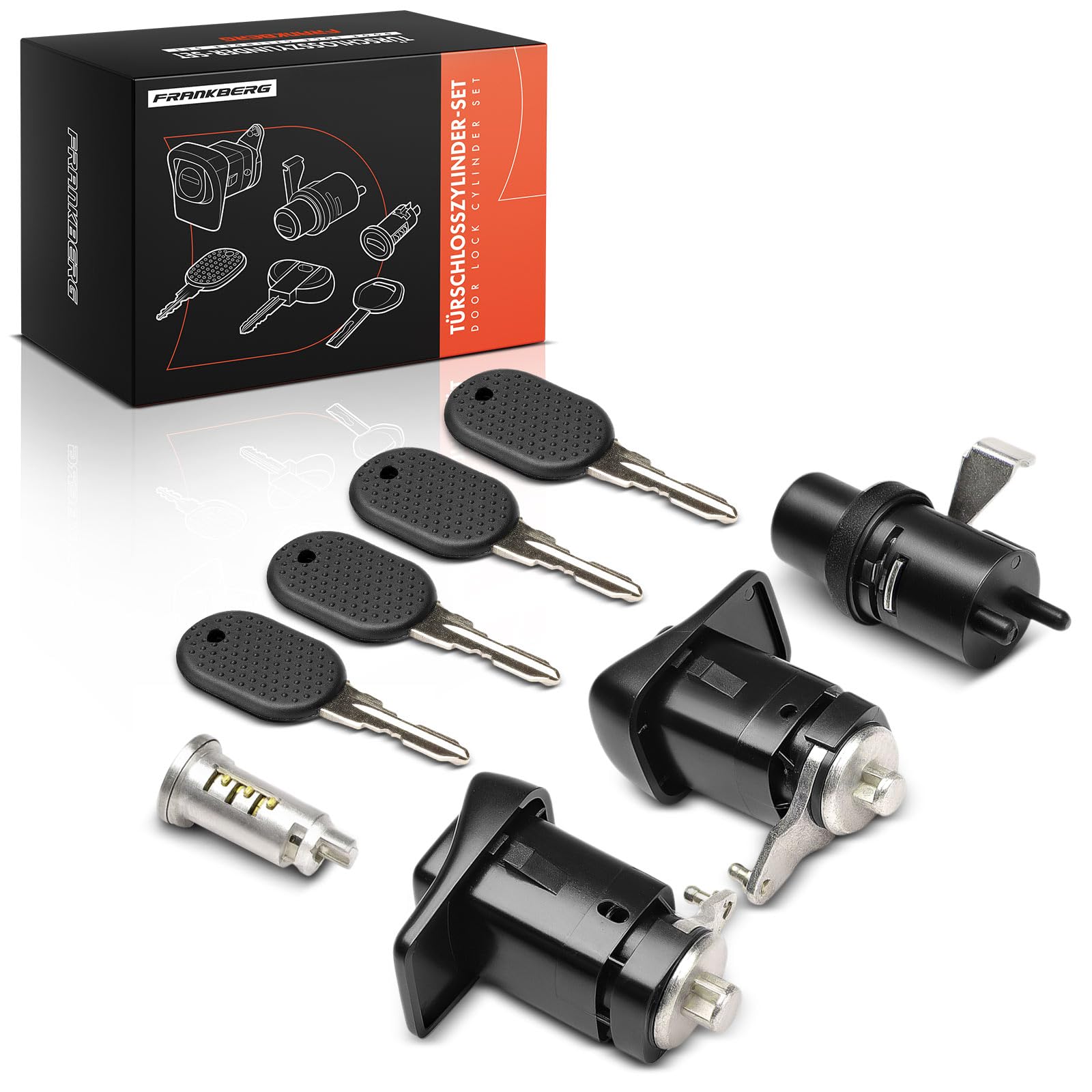 Frankberg 4x Cilindro de cierre Cerradura de puerta Llave Delantero Trasera Compatible con 141 0.8L-1.3L Compacto 1986-2004 Replace# 7654911,7696108