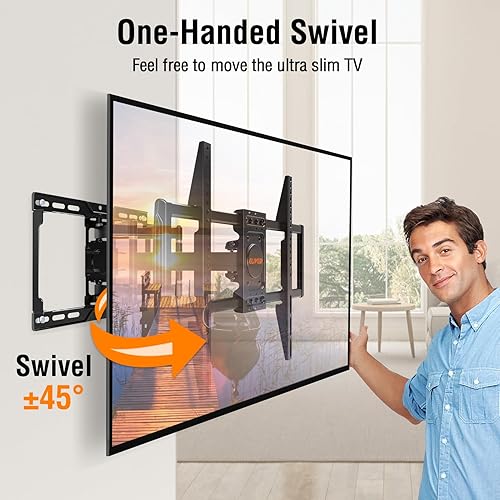 Miniatura 3 de ELIVED Soporte de pared para TV para la mayoría de televisores QLED OLED de 37 a 82 pulgadas, 8 rodamientos de bolas suaves y giratorios extendidos