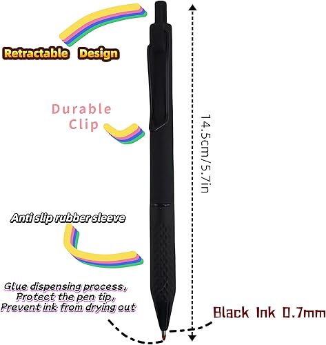 Miniatura 2 de Fengtaiyuan ZYZGelB07x6 - Bolígrafos de tinta de gel, tinta negra, punta fina de 0.028 in, bolígrafos de escritura, suaves (ZYZGelB07x6)