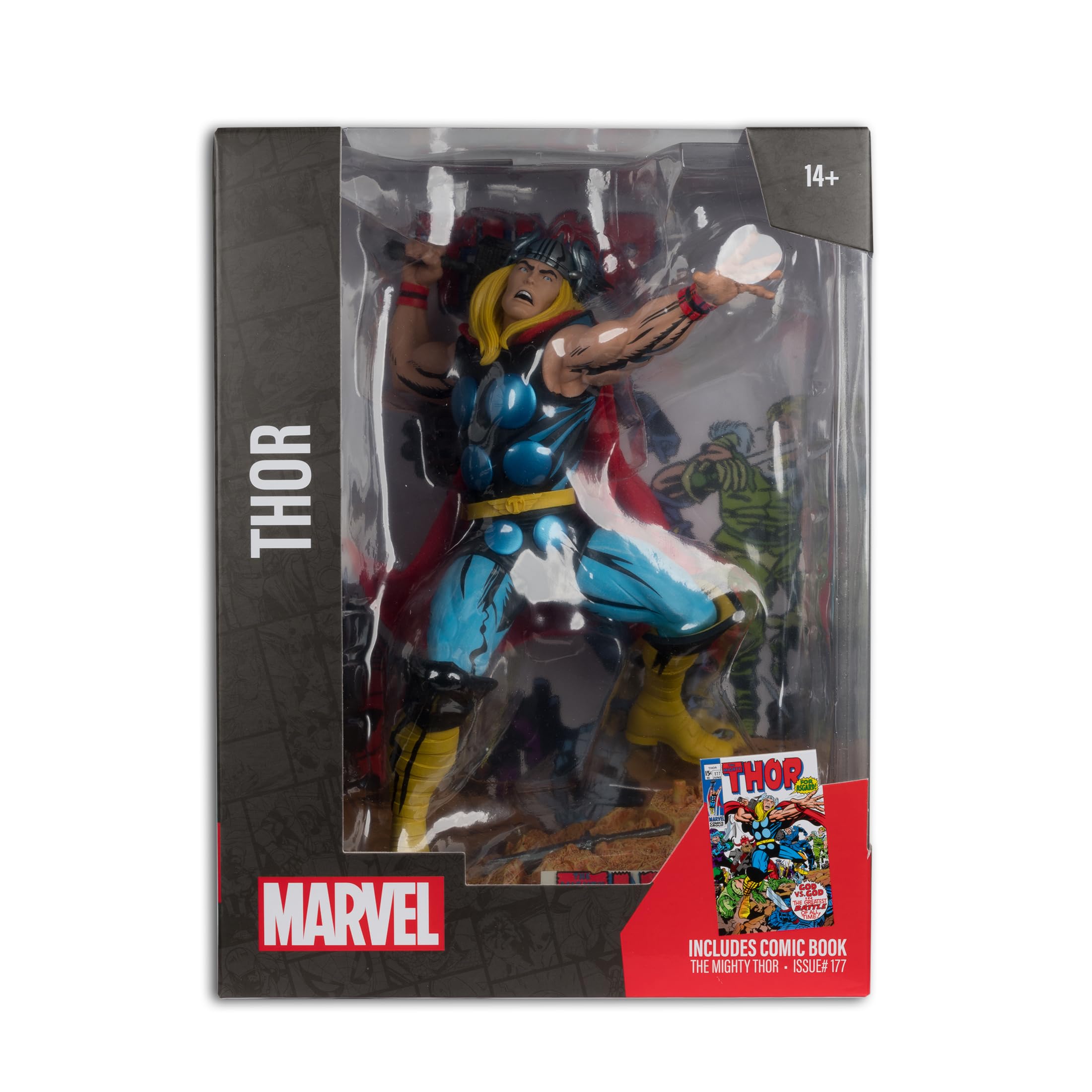 McFarlane Toys - Marvel Thor à l'échelle 1:6ème à Collectionner avec scène et Bande dessinée (The Mighty Thor #177)