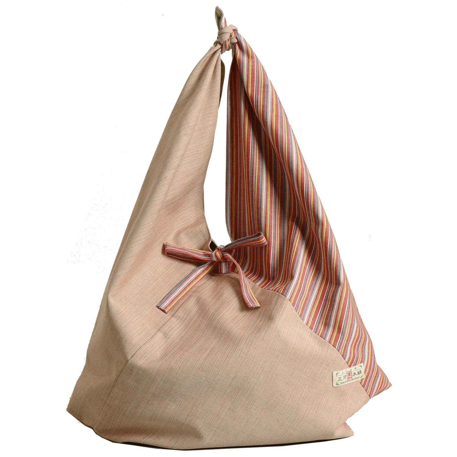 Nagominosato Mikawa Cotton Azuma Bag, Eco Bag, Japanese Pattern, Foldable, Compact, Furoshiki, Yukata, Kimono, Shoulder Bag, striped X pink : Clothing, Shoes & Jewelry