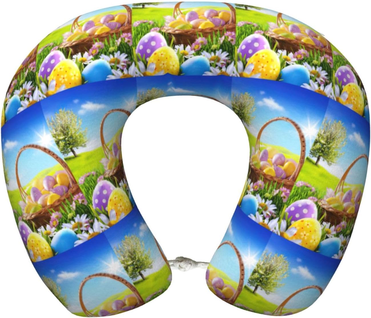 Cuscino da viaggio con stampa di Pasqua felice, cuscino da collo in memory foam, cuscino portatile per hotel, campeggio, dormienti laterali e dormienti sulla schiena