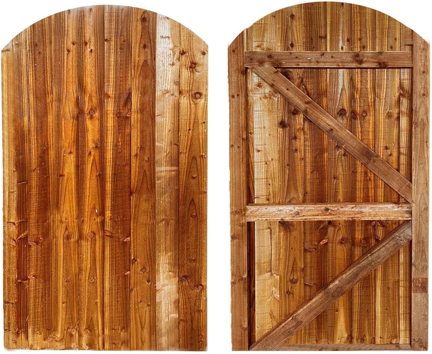 Feather Edge Dome Flat Top Semi-Braced Strong Garden Gate, Wooden Pressure Treated Timber Gate - Wooden Garden Gate (180cm High x 60cm Wide x 4.5cm Deep)