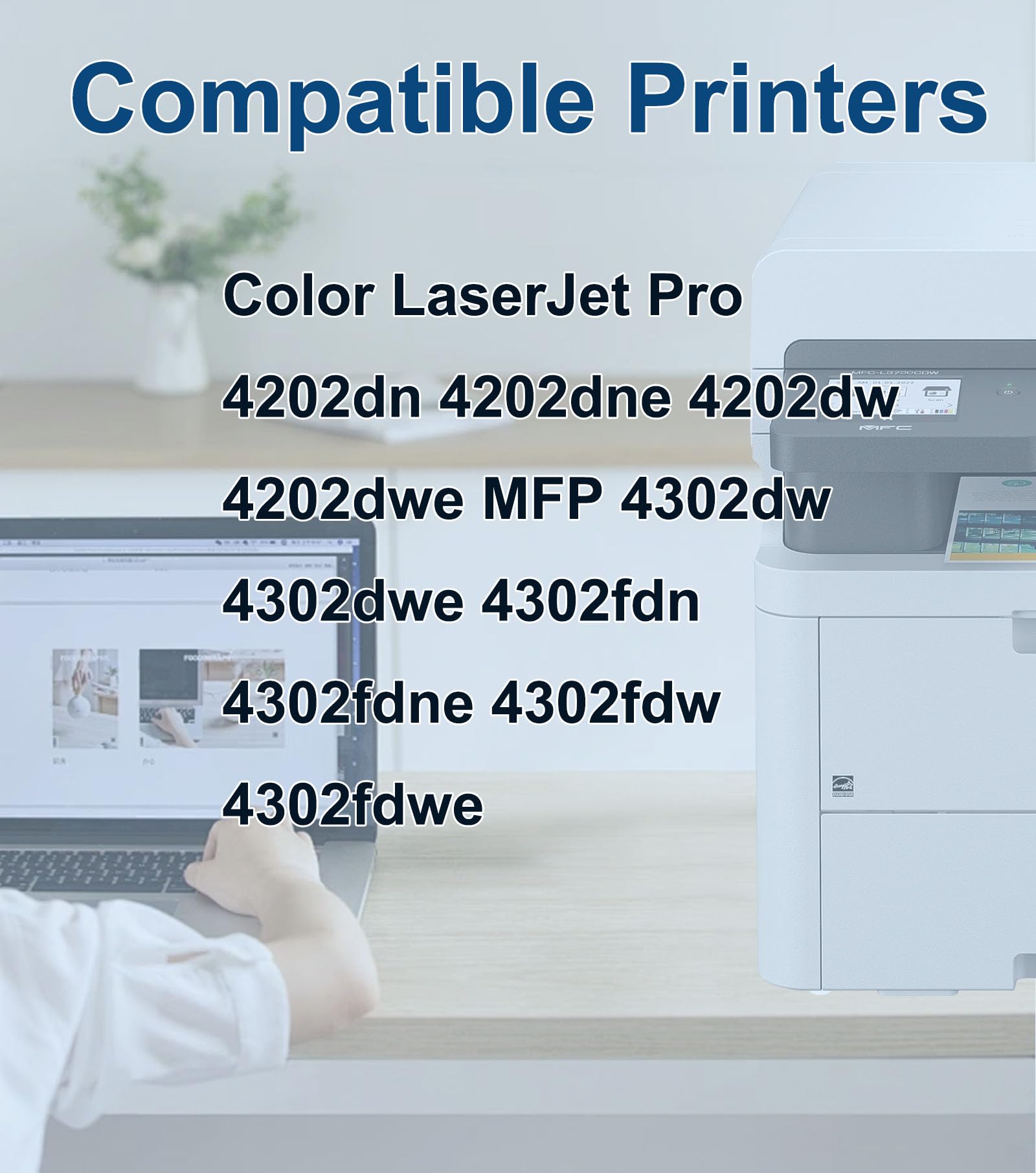 220X 220A Compatibile Cartuccia di Toner con Chip per HP Color Laserjet Pro 4202dn 4202dne 4202dw 4202dwe MFP 4302dw 4302dwe 4302fdn 4302fdne 4302fdw 4302fdwe (confezione da 4)