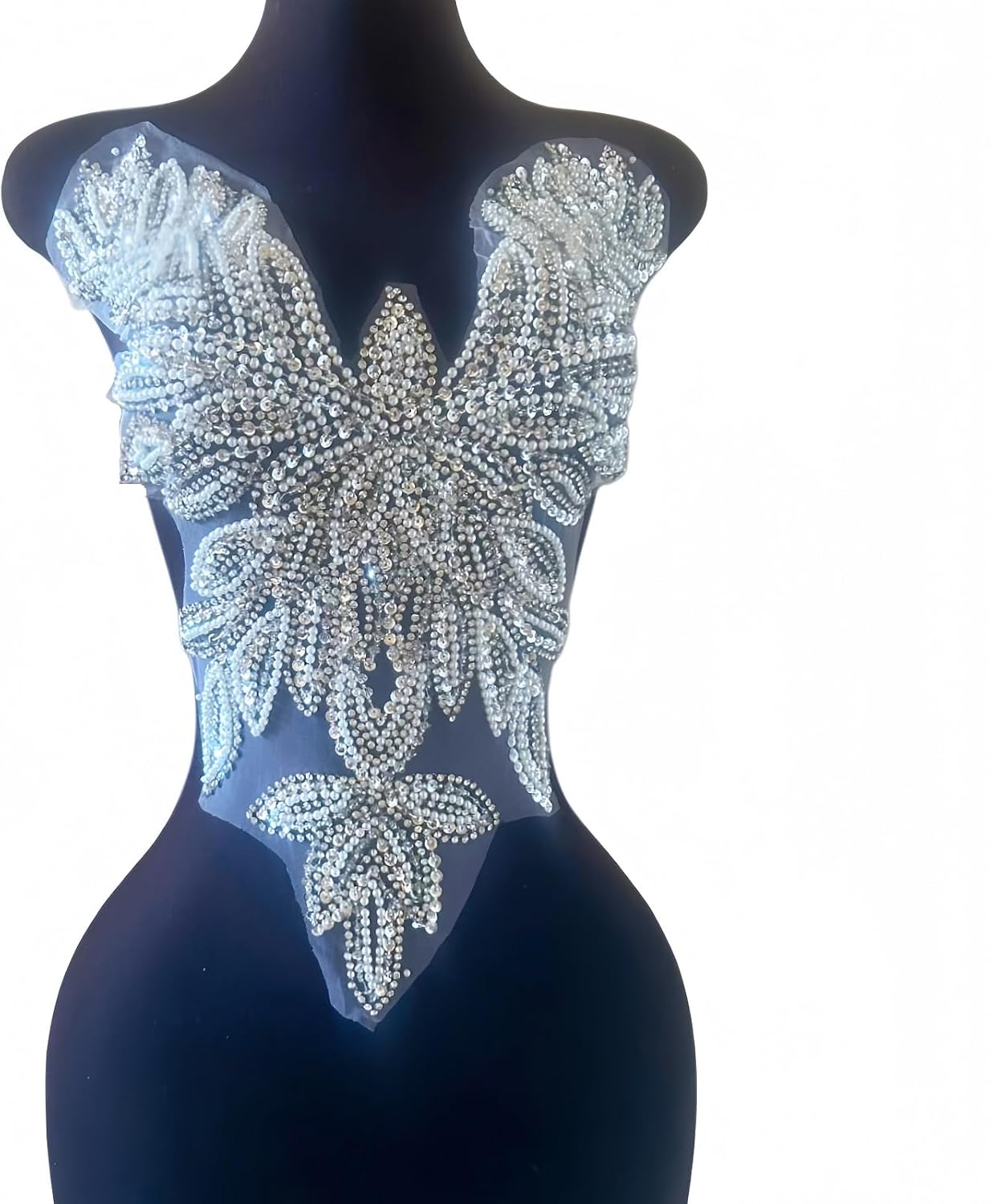 Hand Beaded Sewing Clothes Appliques and Patches,Sew on with Loose Crystals Rhinestones Stones for Events Evening Party Wedding Dress Prom Gowns Design DIY