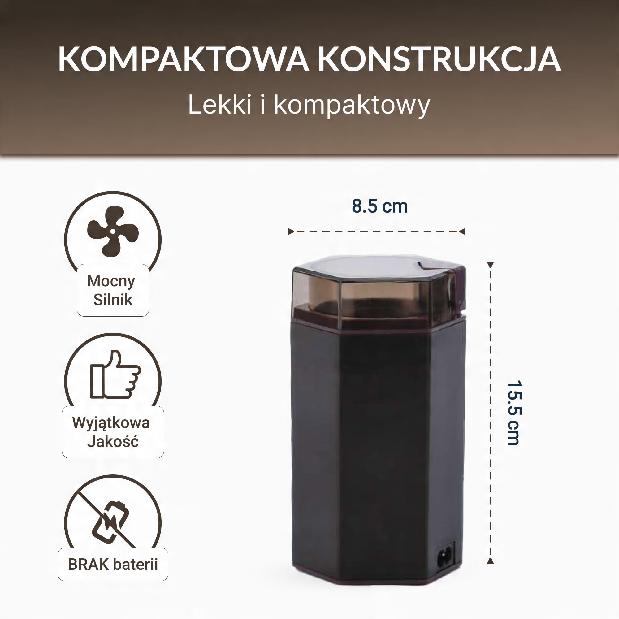 Elektryczny młynek do kawy 150 W ViO CM-01 - Kompaktowy młynek kuchenny - Łatwy w czyszczeniu
