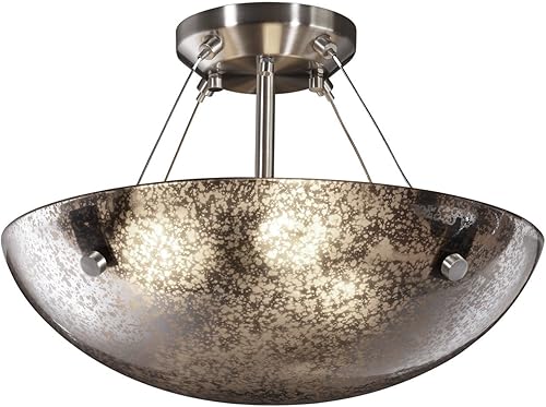 Justice Design Group Lighting FSN-9651-35-MROR-NCKL-F1 - Cuenco semiempotrado de 18 pulgadas con un par de remates cilíndricos