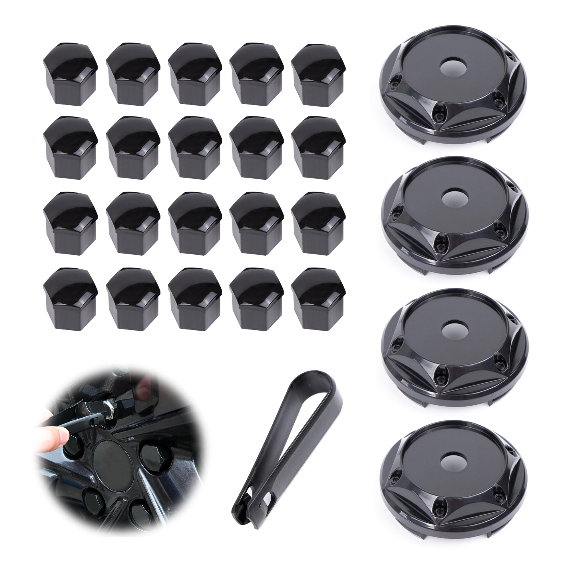 CENTER CAPS HUB WHEELS Couverture de jante de voiture Carbone noir pour