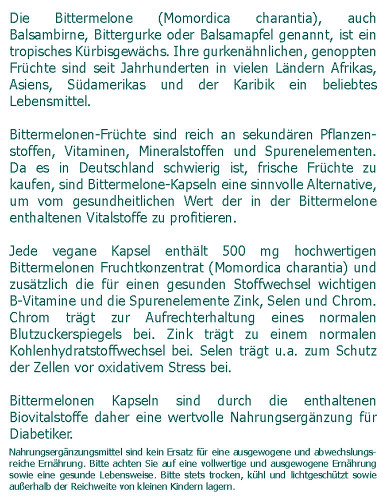 Bittermelone 500 mg vegane Kapseln 200 Stk.
