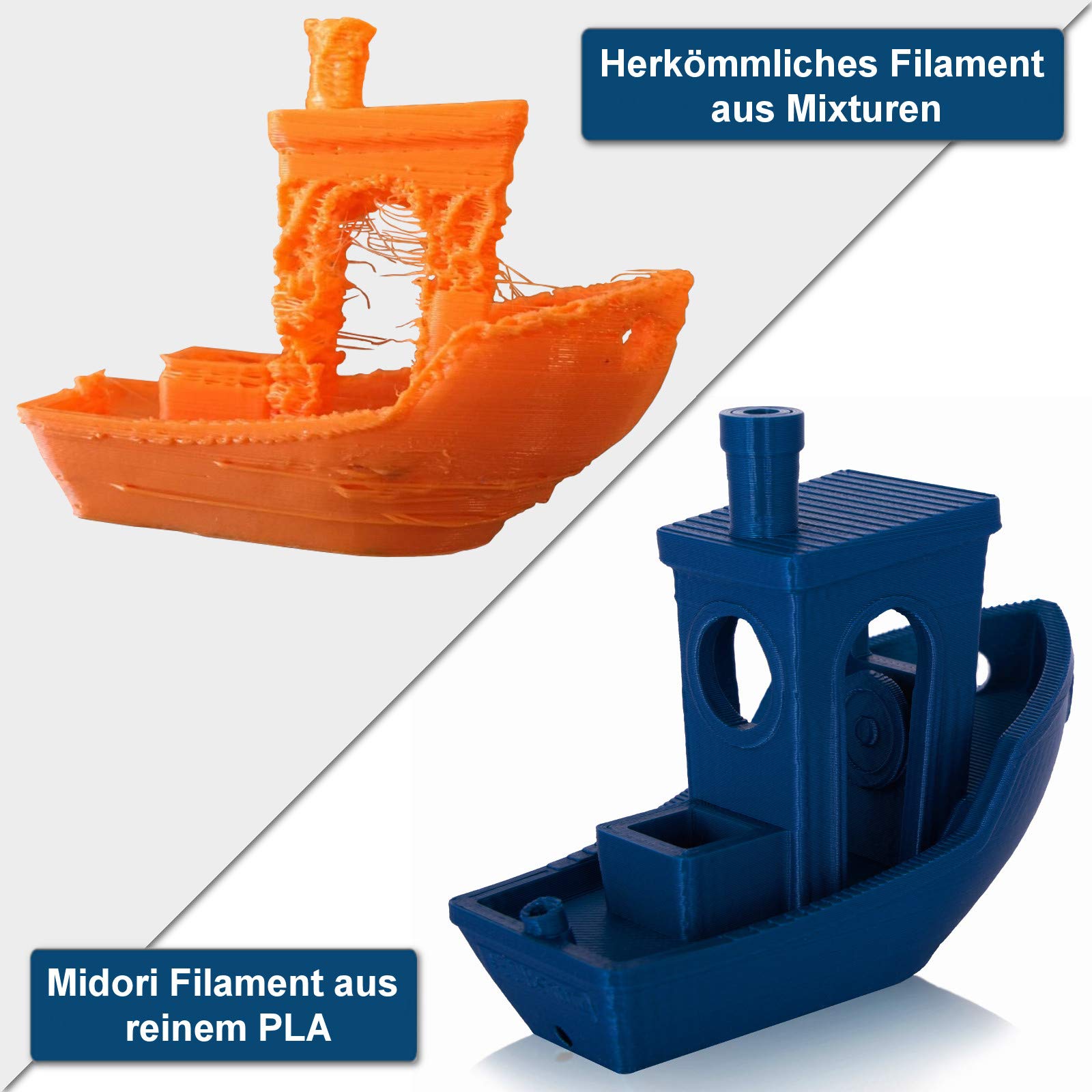 Midori® PLA Filament | 10 Stück, 1,75mm 3D-Drucker-Filament 1kg Spule in Blau Metallic| Verwicklungsfreies Filament für 3D-Drucker & Stift
