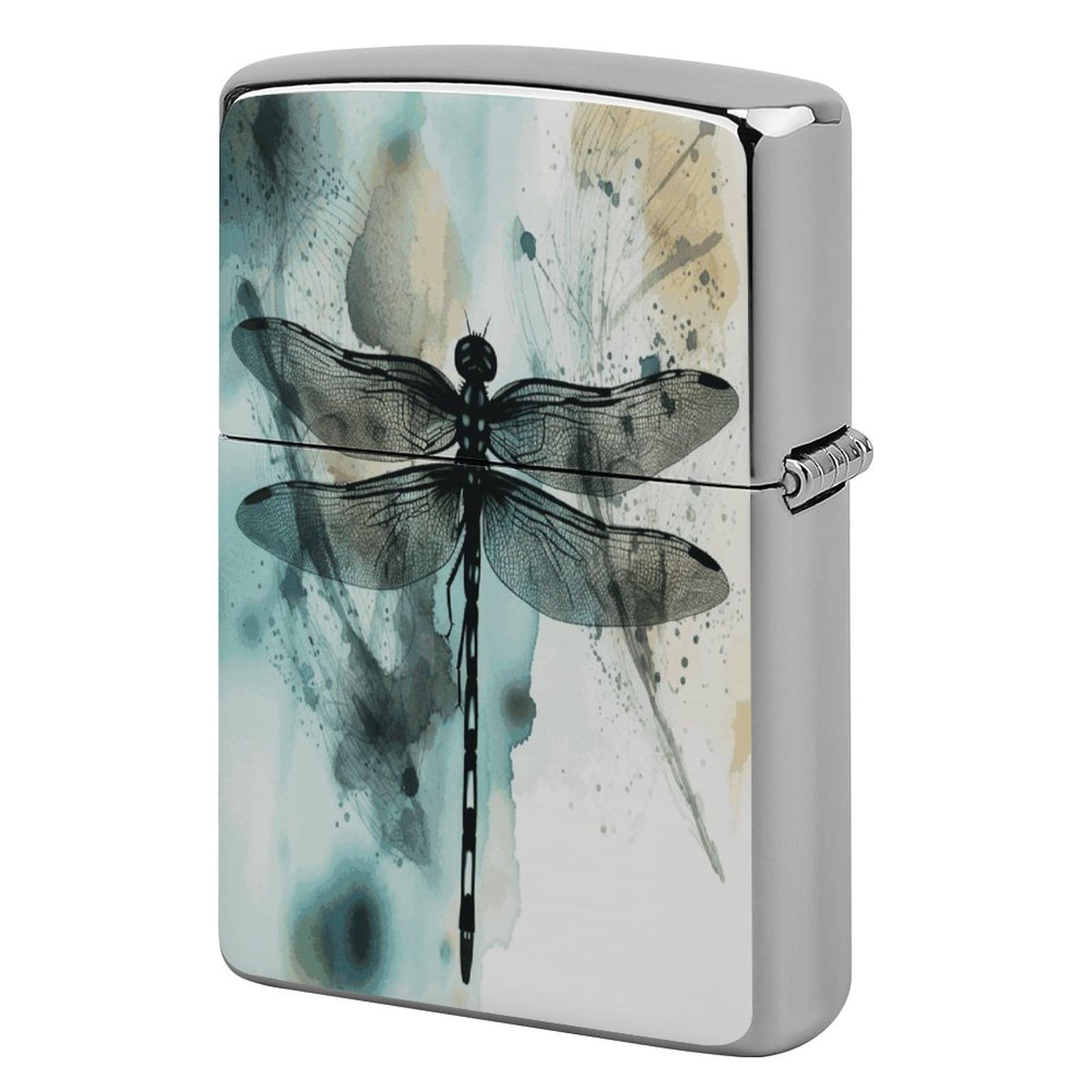 Btcowzrv Style Ink Dragonfly Metal Lighter Case Sleeve Cover Holder