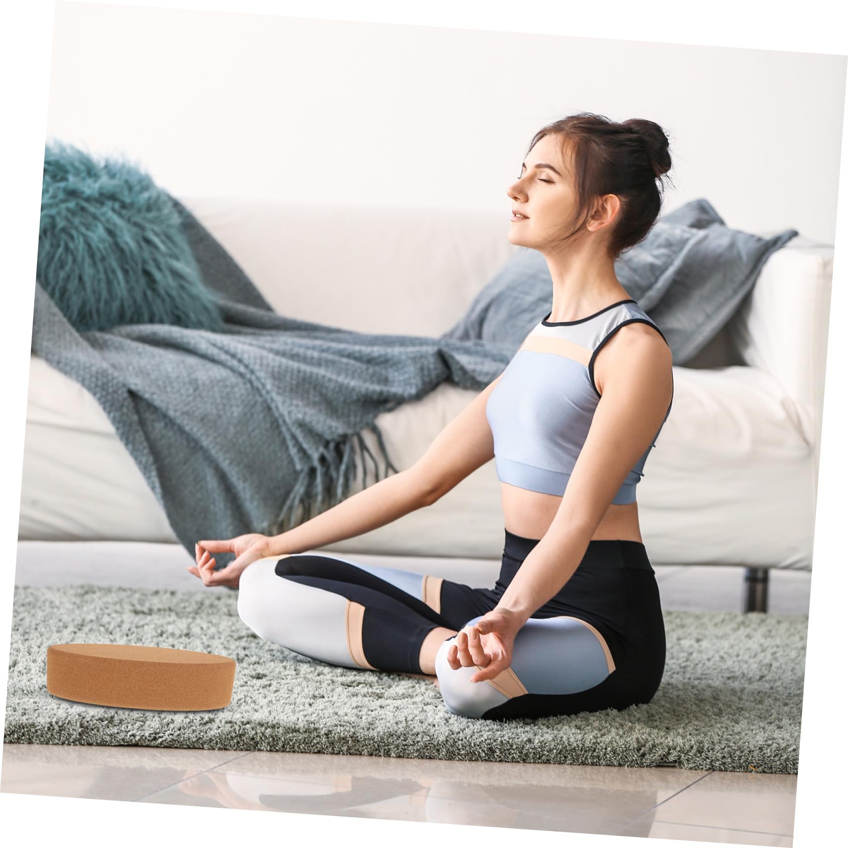 ibasenice Blocchi Yoga in Sughero Naturale Forma Ovale per Supporto Esercizi Stretching e Flessibilità per Yoga Fitness e Pilates