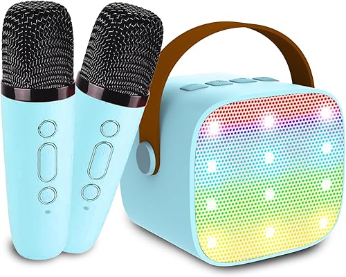 Miniatura 12 de Mini máquina de karaoke para niños y adultos, juguetes para niños y niñas, regalos para niñas y niños, altavoz Bluetooth con 1 micrófono inalámbrico