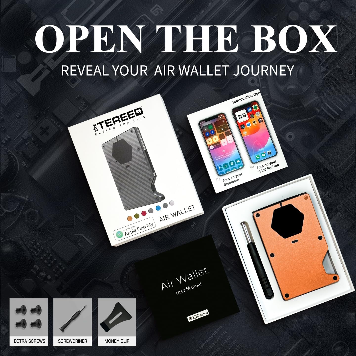 Air Wallet, RFID Wallet For Men & Women, Built-in Apple Airtag Wallet, Built-in Apple Find My Airtag Wallet with Tracker, Minimalist Wallet with Card Holder & Money Clip (Orange) - Image 6