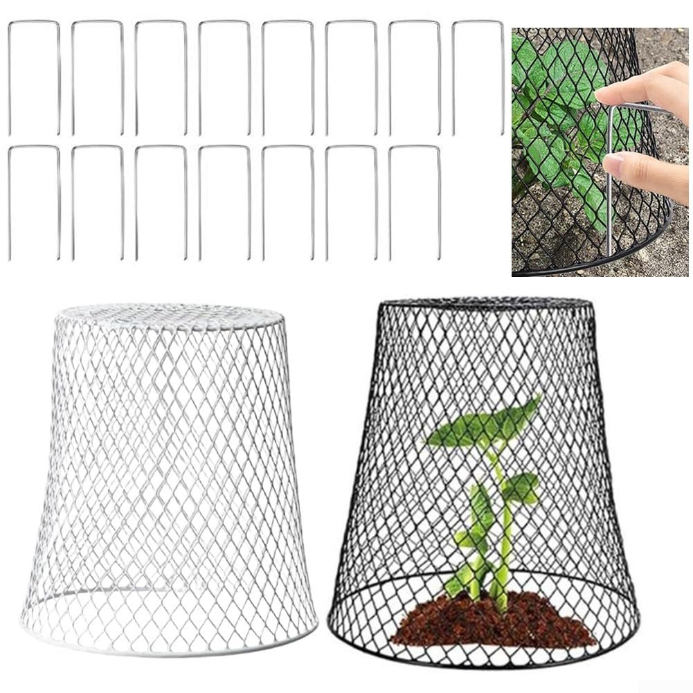 Lot de 3 cloches de protection pour plantes, cages de protection pour légumes, avec piquets de jardin, réutilisables, pour la maison et le jardin (noir)