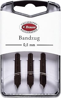 Brause - Ref 318005B - Bandzug 0.5 mm Calligraphy Nibs (Pack of 3) - Chisel Point Nib, Ideal for Latin Calligraphy, Solid Metal Construction, Ink Reservoir on Top