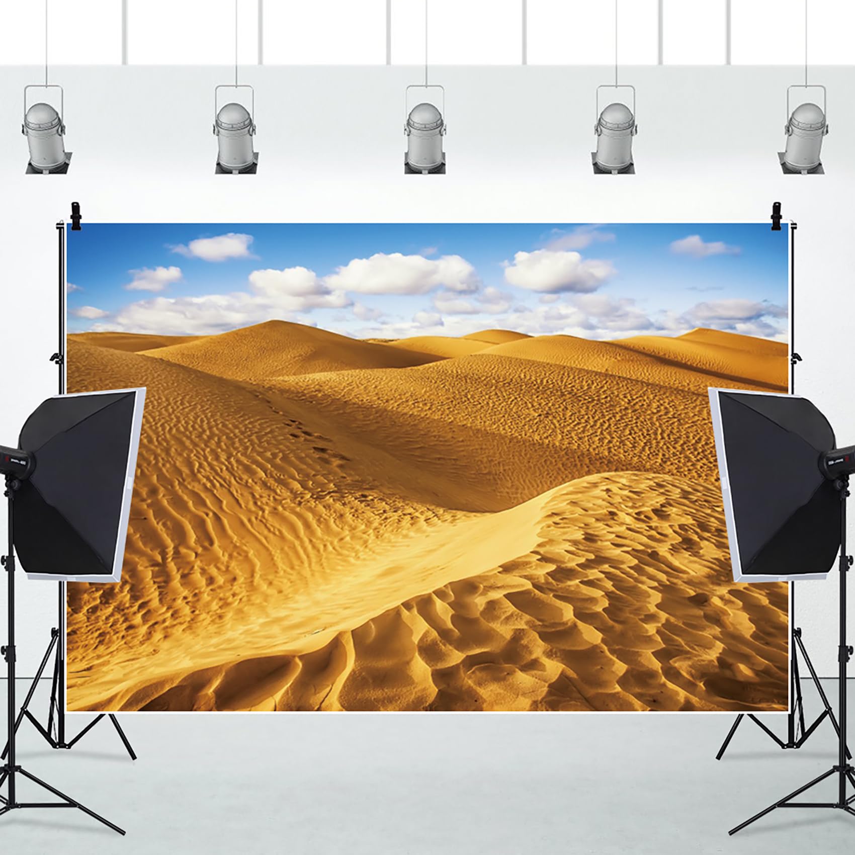 Renaiss 20x10ft Sand Dunes Photography Backdrop Desert Sahara Gobi Yellow Sand Mountain Background Western Nature Landscape Backgrounds Wilderness Birthday Party Photo Video Shoot Studio Props