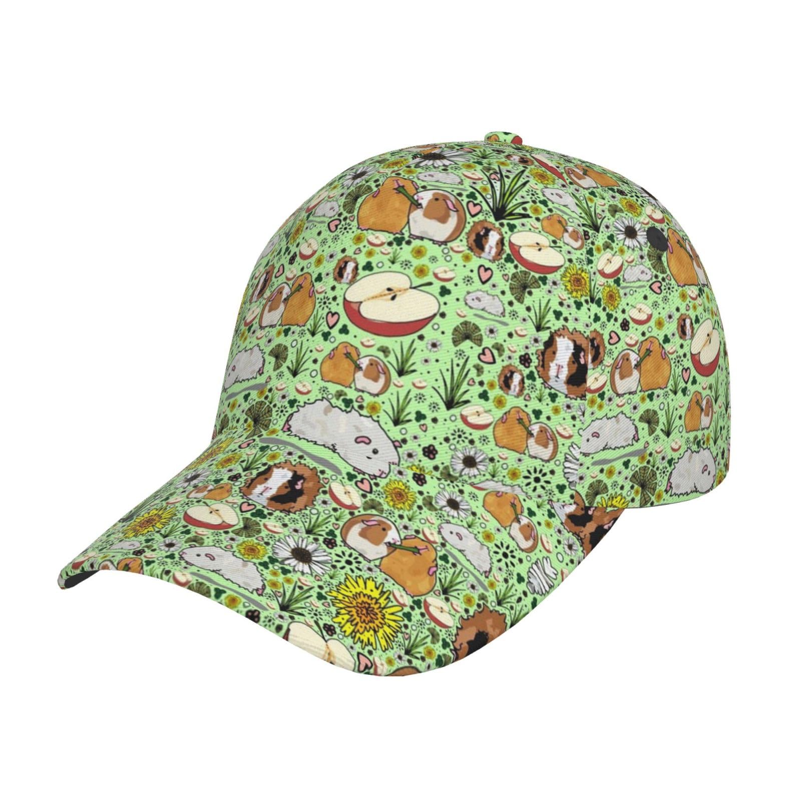 Hysdpuzk Men's Guinea Pig Print Tylish Curved-Brim Baseball Cap - Full Print Polyester Hat For All Seasons And Genders