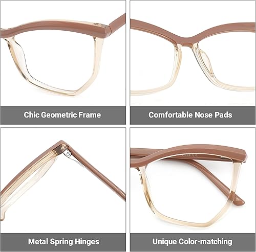 Miniatura 3 de Zeelool Elegante marco de anteojos geométricos de gran tamaño con lente transparente sin receta para mujeres y hombres Tonka ZJGT945534