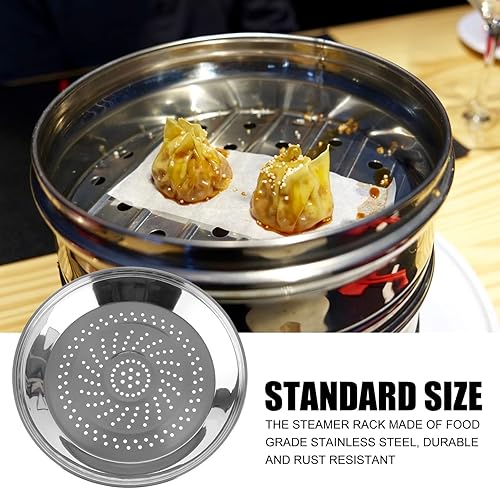 Miniatura 7 de Yardwe Plato para cocinar al vapor de acero inoxidable con agujeros, estante de 13.4 in para cocinar, perfecto para albóndigas, tamales y verduras
