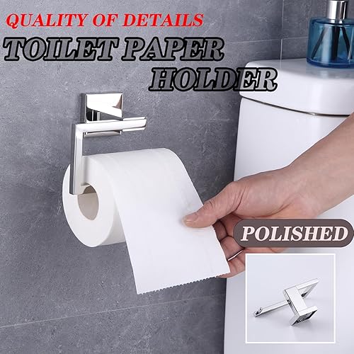 Miniatura 3 de GERZWY Soporte de papel higiénico para baño, dispensador de toallas de papel de acero inoxidable pulido, colgador de rollo de pañuelos montado