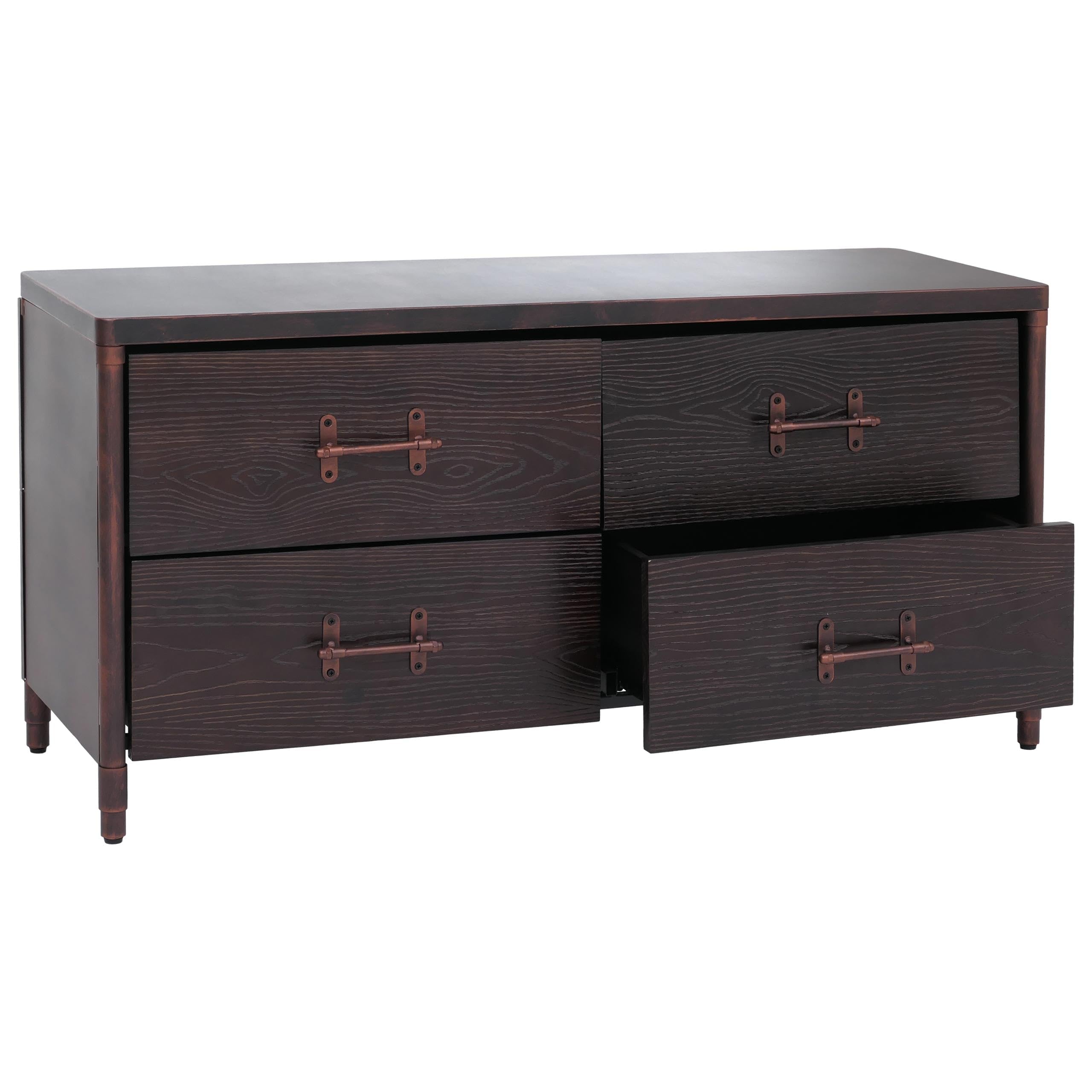 Mendler Kommode HWC-Q66 60x120x40cm - Holz schwarz, Metall kupferfarben