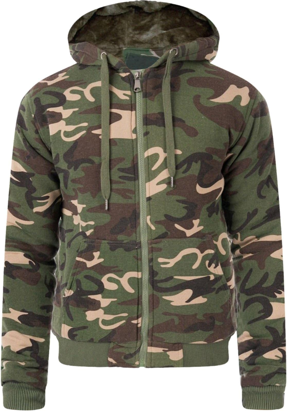 WJL WHISPERING JONES LONDONMens Sherpa Fleece Faux Fur Lined Hoodie Jacket Quilted Winter Warm Padded New