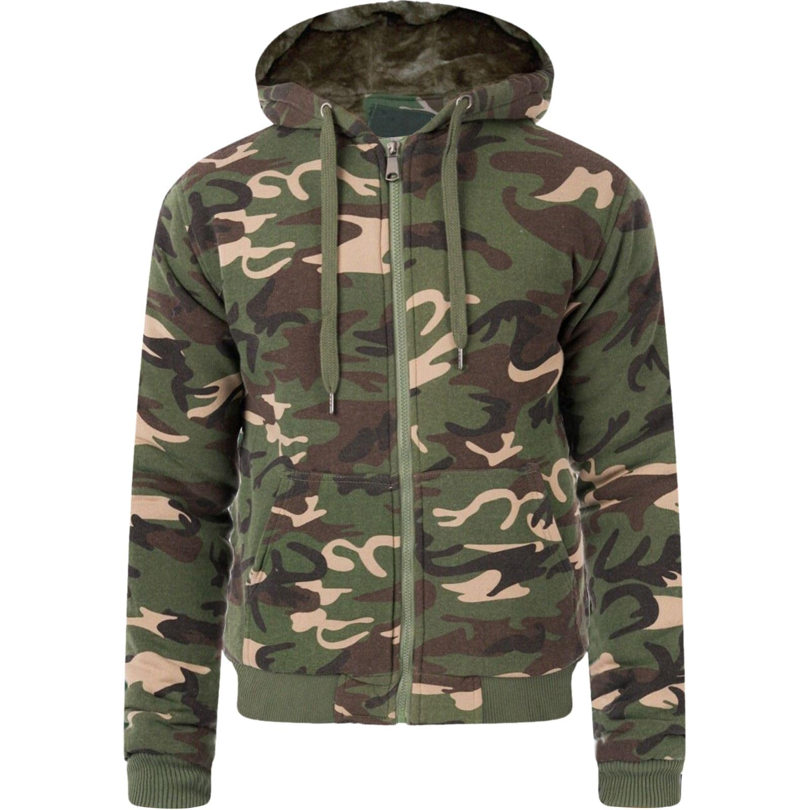 WJL WHISPERING JONES LONDONMens Sherpa Fleece Faux Fur Lined Hoodie Jacket Quilted Winter Warm Padded New