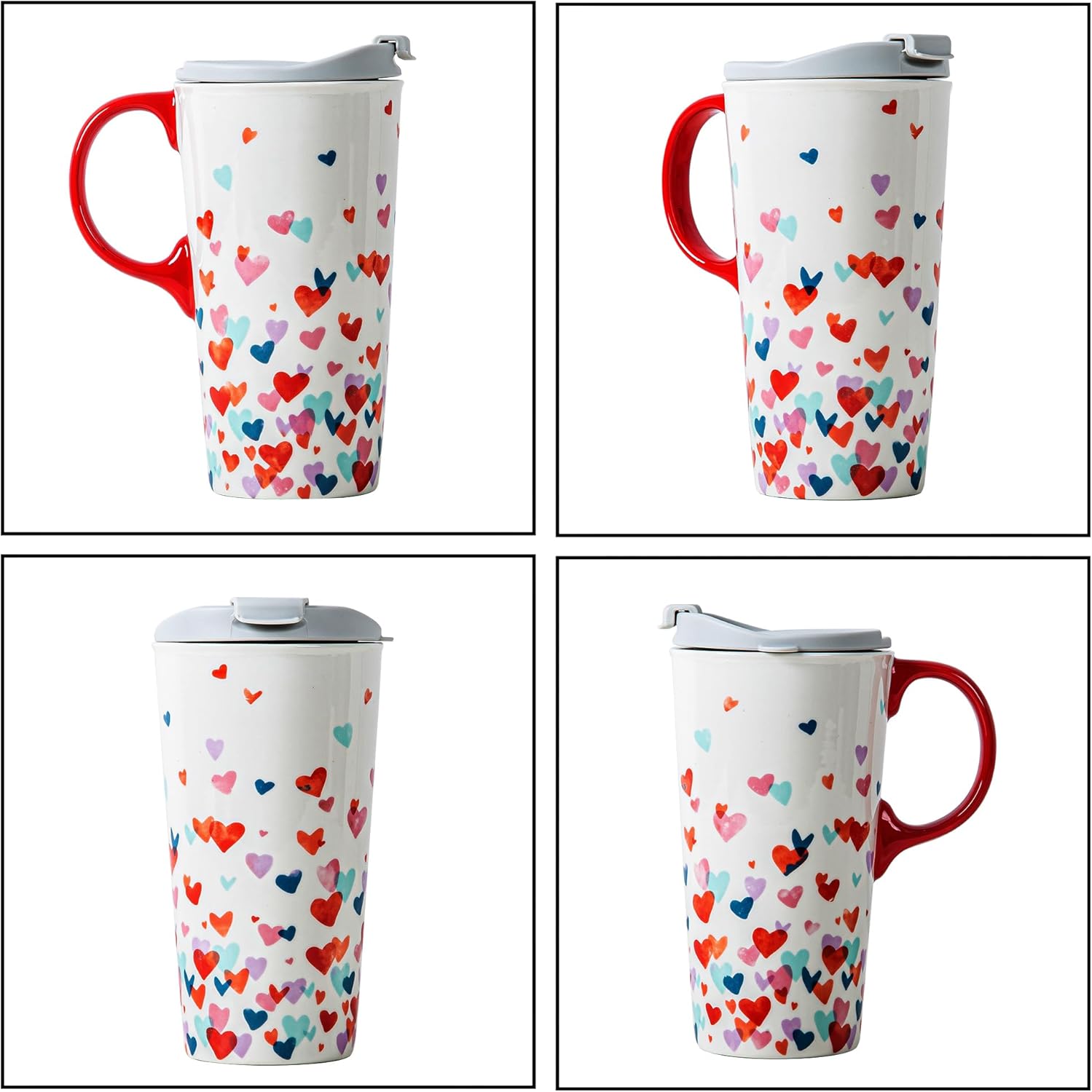 Topadorn 17oz Ceramic Travel Mug with Lid & Handle, Porcelain Coffee Cup with Gift Box, Dishwasher & Microwave Safe, Ideal for Daily Use, Commute & Valentine's Day Gifting - Image 9