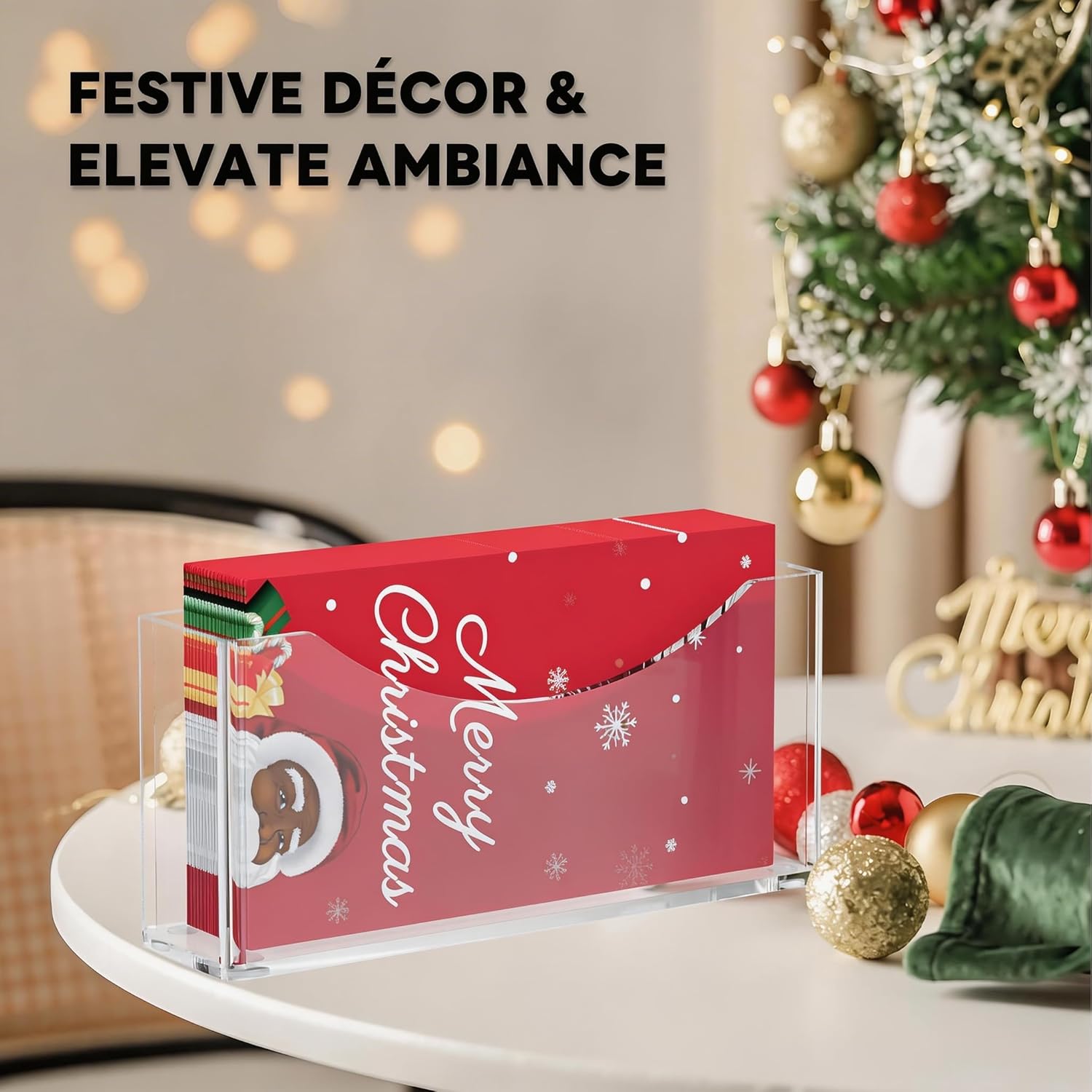 Acrylic Napkin Holder, Clear Waterproof Vertical Guest Towel Holder for Dining Table, Disposable Hand Towels Tray for Bathroom/Hotel/Kitchen - Image 6